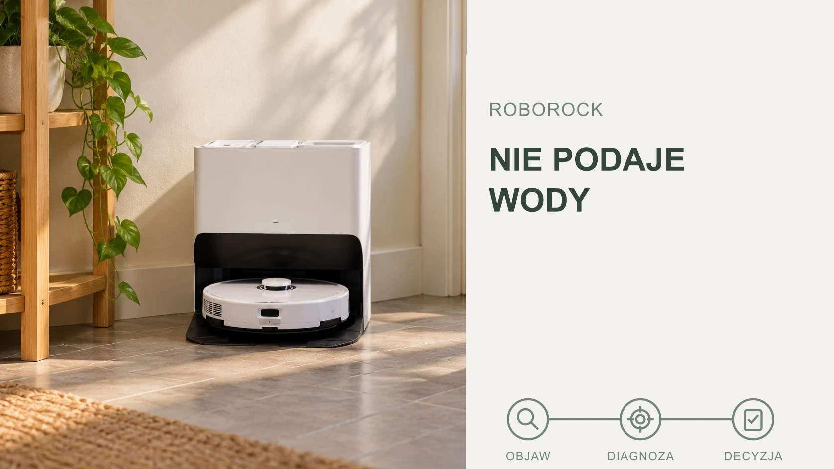 Grafika poglądowa — Roborock nie mopuje nie podaje wody