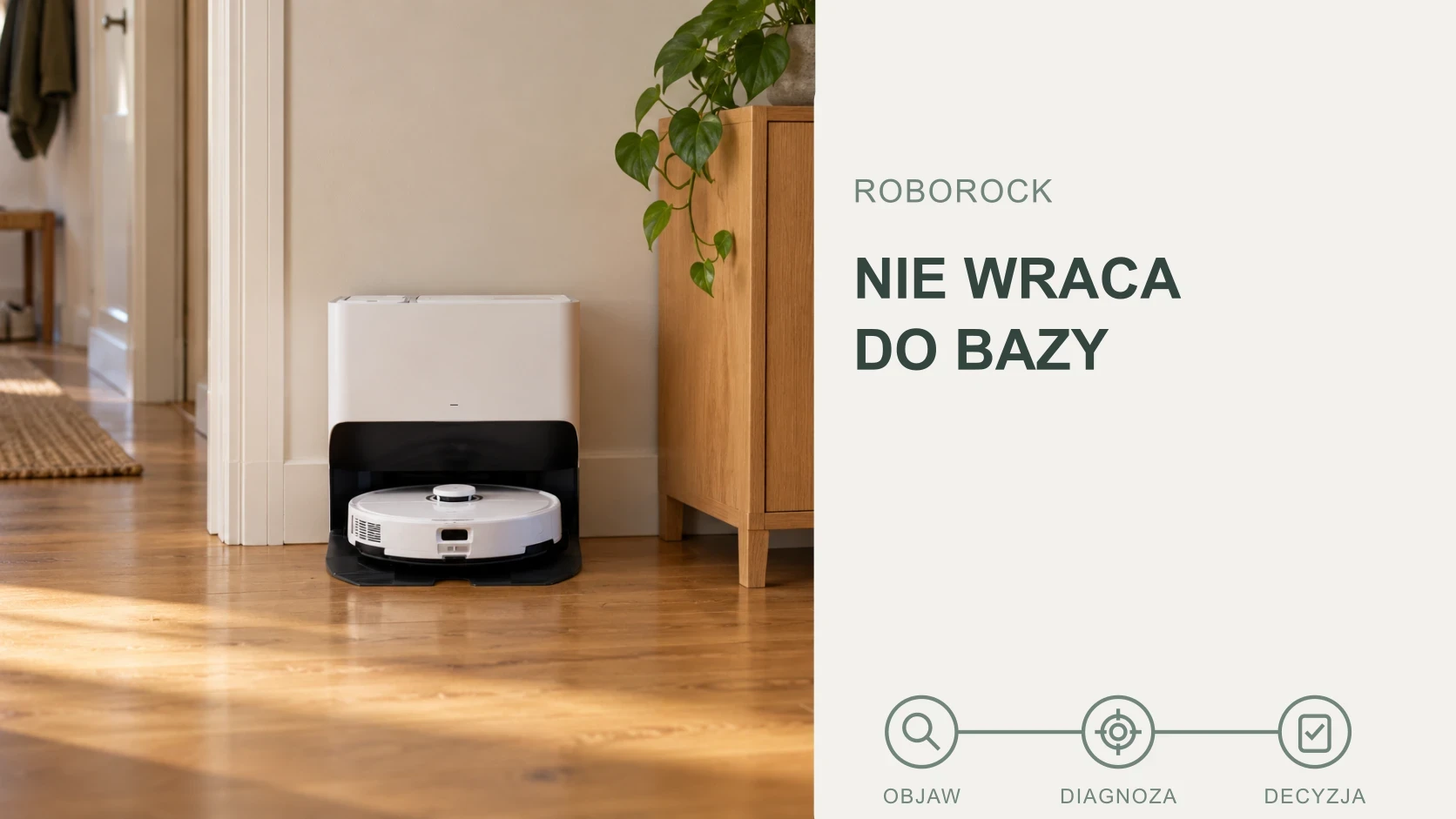 Grafika poglądowa — Roborock nie wraca do bazy