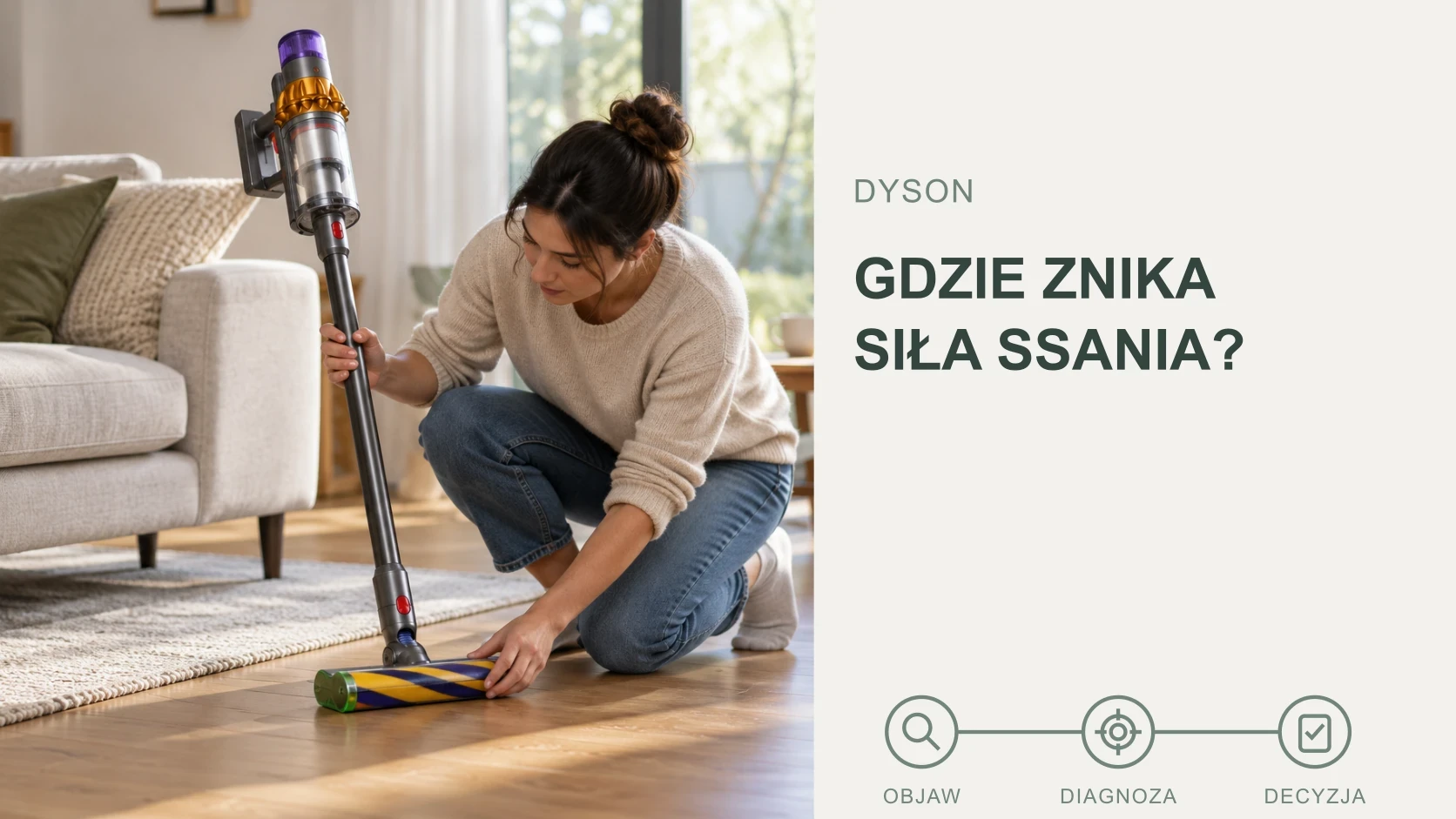 Grafika poglądowa — Dyson nie ciagnie slabo ssie