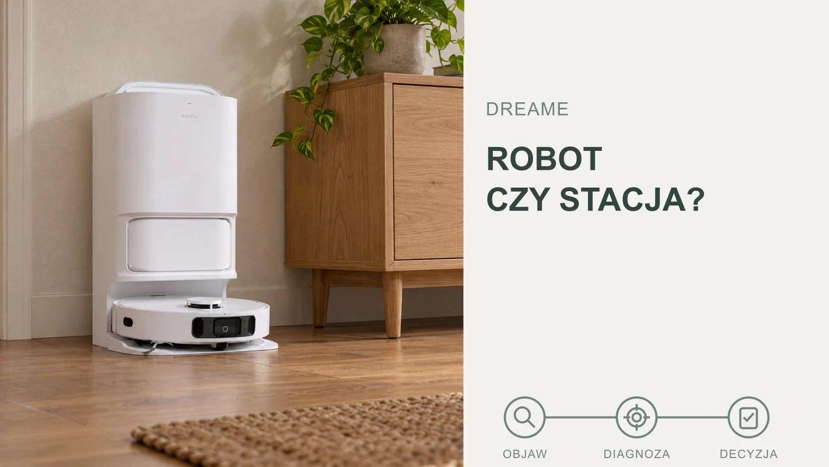 Grafika poglądowa — Dreame naprawa robota i stacji